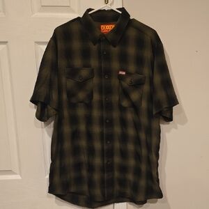 DIXXON Olive and Black Plaid Shirt